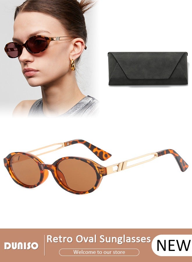 DUNISO Retro Oval Sunglasses for Women, Trendy 90s Vintage Small Frame Tinted Sun Glass,  Classic Fashion Eyewear，Lightweight Narrow Shades Trendy ，UV400 Protection - Image 1