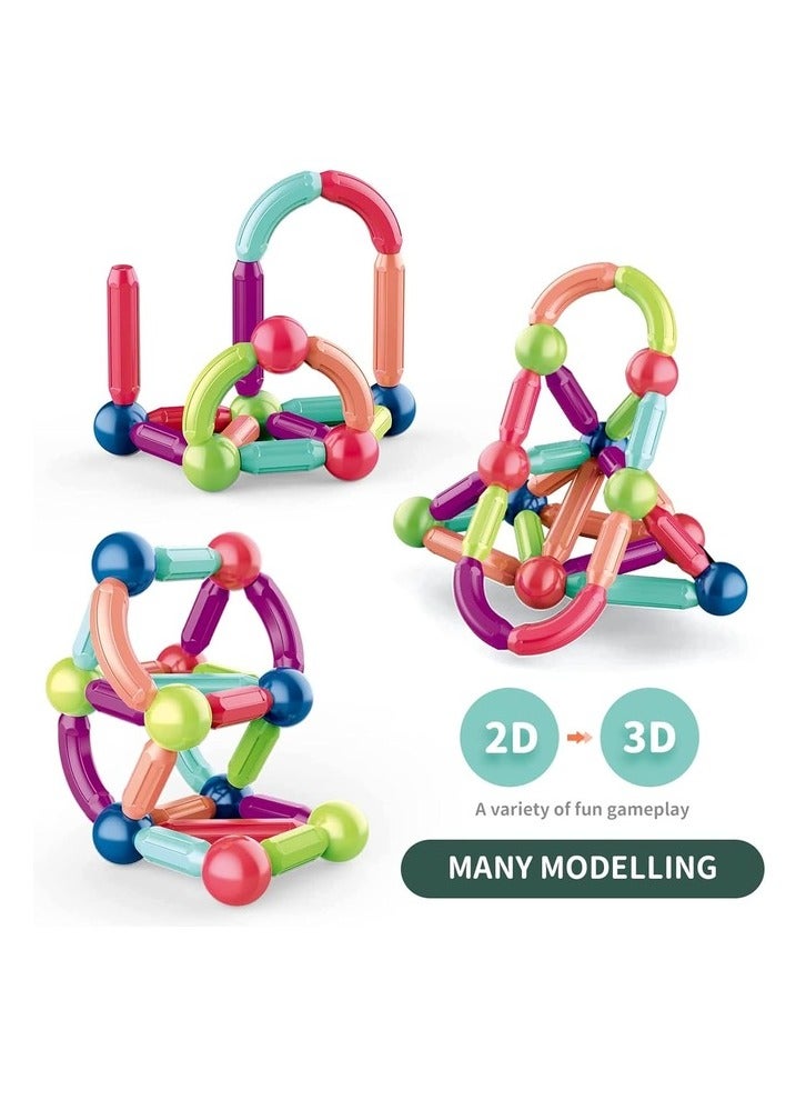 3D Magnetic Building Sticks & Blocks Set 64 PCS Educational Magnet Stacking Toys for Kids & Toddlers Creative STEM Puzzle Gift for Early Learning & Development  - Image 5