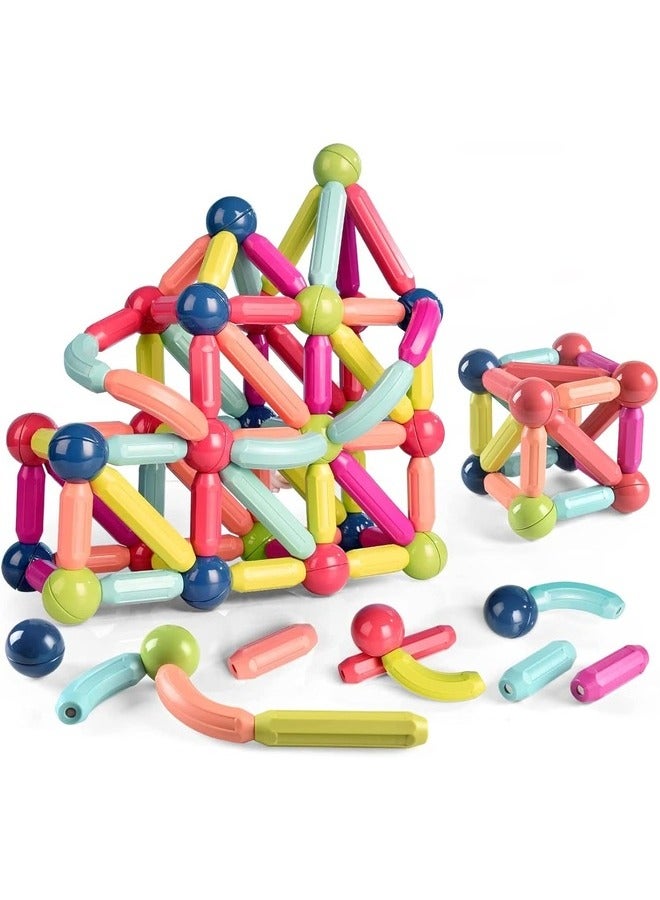 3D Magnetic Building Sticks & Blocks Set 64 PCS Educational Magnet Stacking Toys for Kids & Toddlers Creative STEM Puzzle Gift for Early Learning & Development  - Image 1