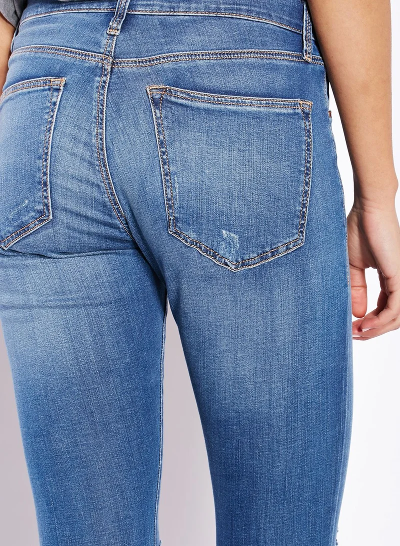 TOPSHOP PETITE Ripped Leigh Jeans