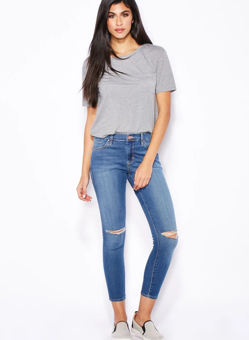 TOPSHOP PETITE Ripped Leigh Jeans