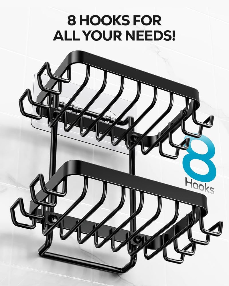 Nieifi Adhesive 2 Tier Bar Soap Holder, Stainless Steel for Shower Wall, Soap Dish for Bathroom, Black - Image 3