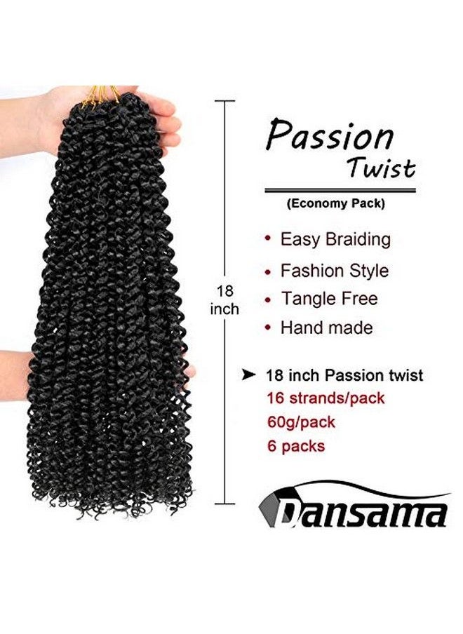 Dansama 6 Packs Passion Twist Hair Water Wave Braiding Hair For Butterfly Style Crochet Braids Bohemian Hair Extensions (18Inch 1B Economy Pack)  - Image 4