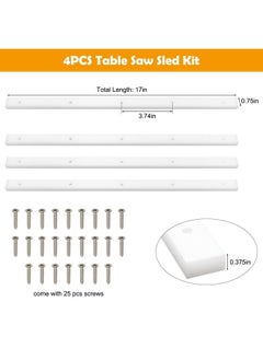 Catcan 4PCS Crosscut Sled, Catcan Table Saw Sled Kit with Predrilled Holes and 25 Screws, 3/4" x 3/8" x 17" Miter Bars for Table Saw for T Tracks Woodworking, Router Table and Bandsaws (4)  - Image 2