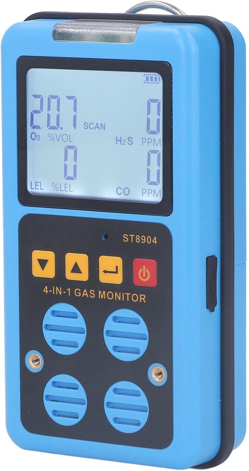 4 in 1 Gas Monitor for CO H2S O2 and LEL, with Sound Light and Vibration Alarms, Rechargeable Tester with Backlit Display, Portable Multi Gas Detector for Industrial Use. - Image 2