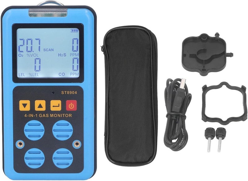 4 in 1 Gas Monitor for CO H2S O2 and LEL, with Sound Light and Vibration Alarms, Rechargeable Tester with Backlit Display, Portable Multi Gas Detector for Industrial Use. - Image 1