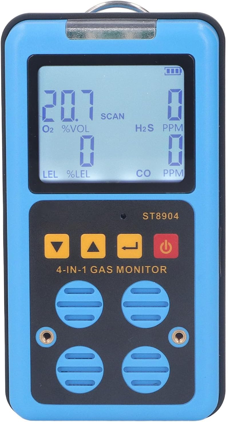 4 in 1 Gas Monitor for CO H2S O2 and LEL, with Sound Light and Vibration Alarms, Rechargeable Tester with Backlit Display, Portable Multi Gas Detector for Industrial Use. - Image 5