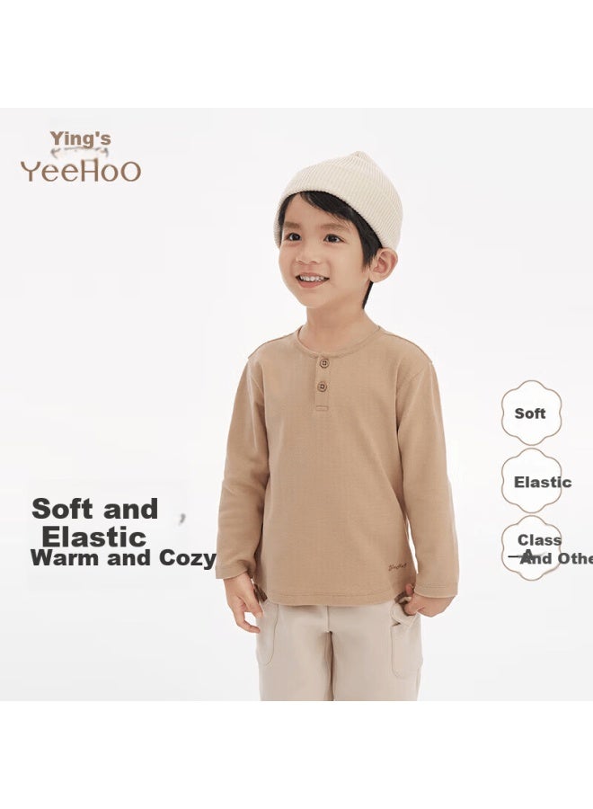 Yeehoo Kids T-shirt Spring And Autumn Long Sleeve Outdoor Boys Solid Color Casual Girls Pullover - Image 1