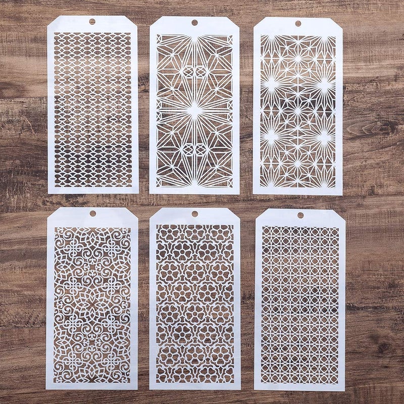 SLGIFT DIY Decorative Stencil Template for Scrapbooking Painting on Wall Furniture Crafts,Set of 6 (Seamless Geoemtry) - Image 1