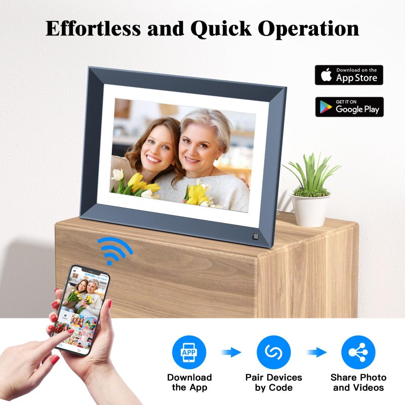 Nethgrow 10.1-inch Digital Picture Frame Smart-Photo-Frame - Digital Frame with 1920 * 1200 IPS Touch Screen, Auto Rotate, 16GB Storage, Load Photos Videos from Phone via App or Email, Birthday Gifts for Mom - Image 3