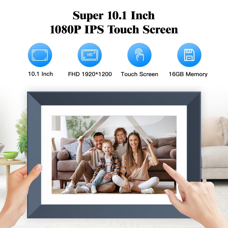 Nethgrow 10.1-inch Digital Picture Frame Smart-Photo-Frame - Digital Frame with 1920 * 1200 IPS Touch Screen, Auto Rotate, 16GB Storage, Load Photos Videos from Phone via App or Email, Birthday Gifts for Mom - Image 2