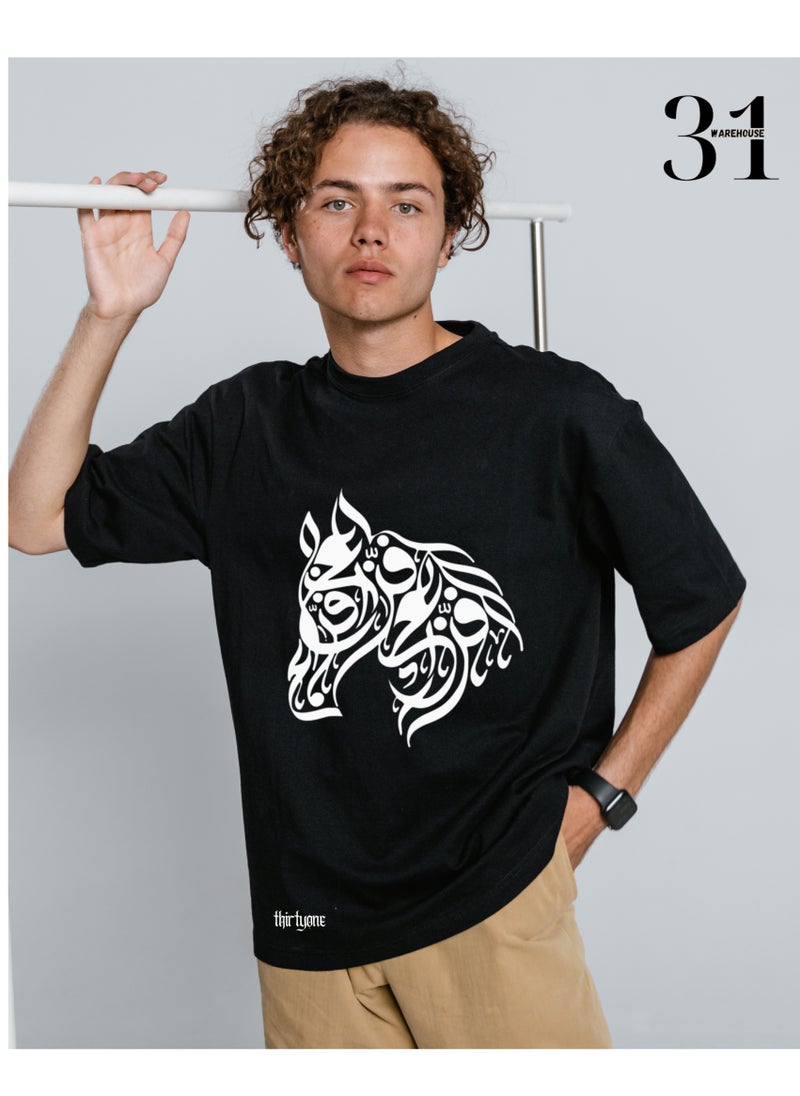 Thirty-One - 2025 Trending Arabic Style Black Oversized T-Shirt - Modern & Comfortable - Image 1