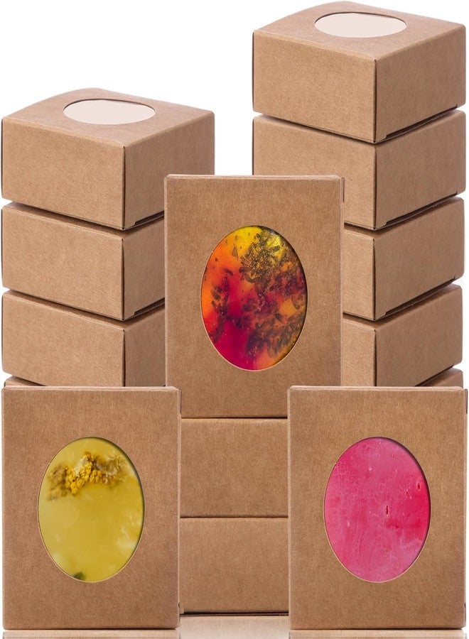 Festiko Soap Boxes for Homemade Soap, 3 x 3 x 1.2 Inch Paper Gift Boxes with Round Window, for Handmade Soap, Bath Bombs, Party Favors & Gift Wrapping - Image 1