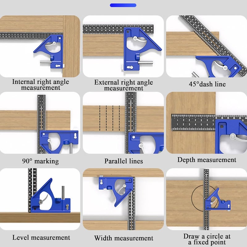 أداة تخطيط النجارة المربعة ذات المزيج المعدني بمقياس مدرج لتصنيع الخزائن - Image 5