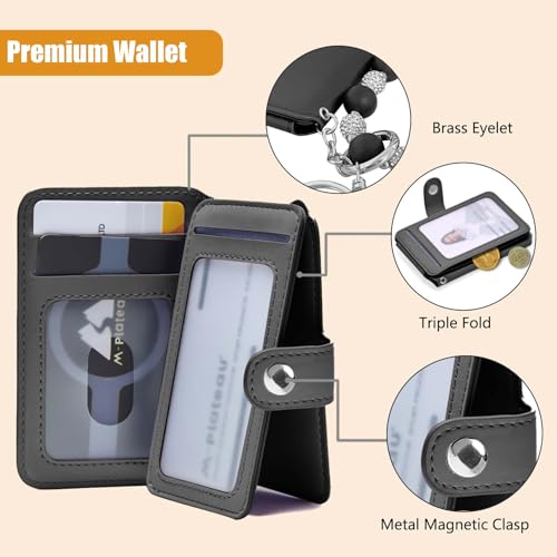 M-Plateau Wristlet Keychain With Wallet, Silicone Wrist Keychain with Credit Card Wallet, Beads Bracelets For Women For Travel Essentials (Black) - Image 3