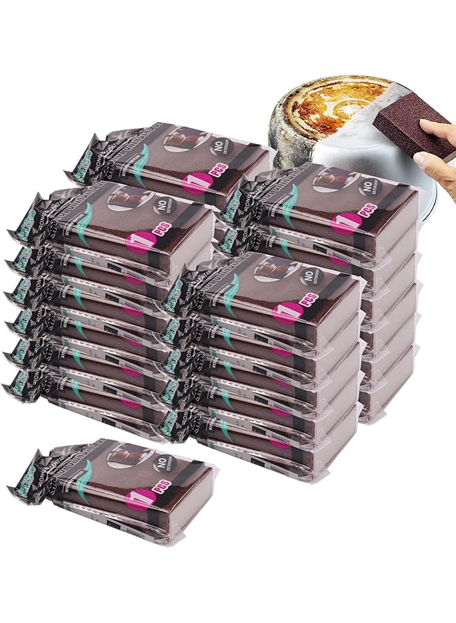 promass Sponge Individually Wrapped, Carborundum Sponge Nano Emery Sponges Stone Pot Dishwashing Sponge, Eraser Grit Scouring Pad Brush Rust Odor-Free Sponge Wipes for Kitchen(15 Pack) - Image 1