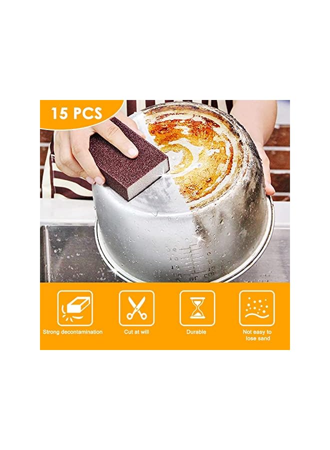 promass Sponge Individually Wrapped, Carborundum Sponge Nano Emery Sponges Stone Pot Dishwashing Sponge, Eraser Grit Scouring Pad Brush Rust Odor-Free Sponge Wipes for Kitchen(15 Pack) - Image 2