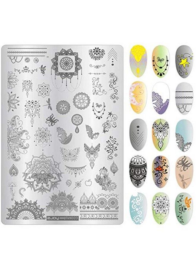 Zjoy Stainless Steel Nail Stamping Image Plate Jumbo Size (Zjoyplus009) (9.5 * 14 Cm) - Image 1