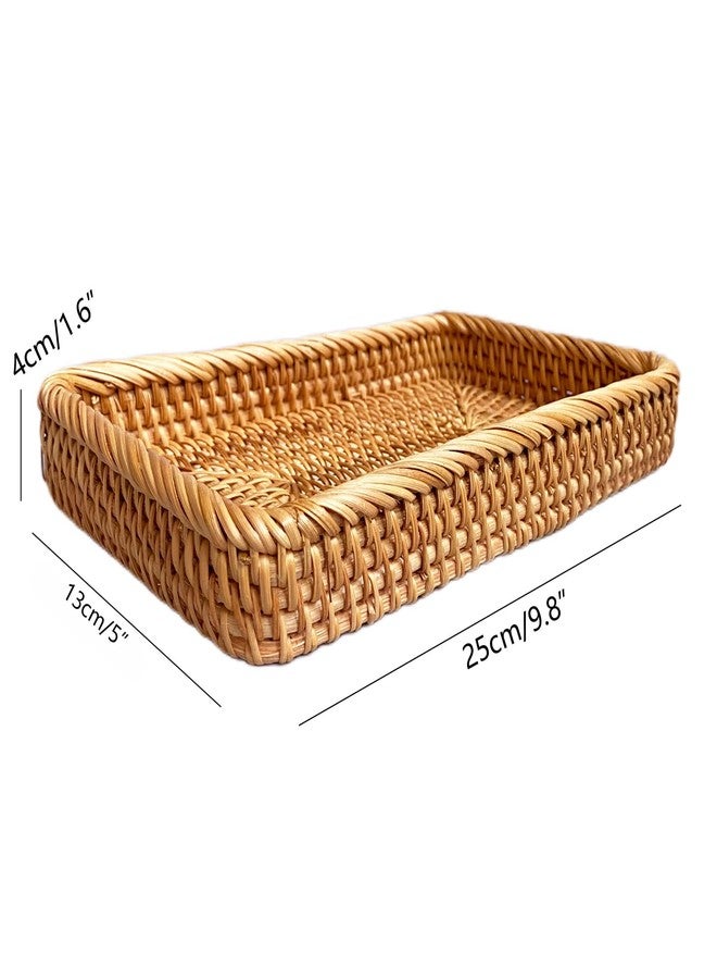 i-lan Natural Rattan Toilet Tank Basket, 10 Inch Narrow Bathroom Storage Tray for Toilet Paper & Hand Towels, Handwoven Wicker Over The Toilet Organizer, Small Vanity Shelf for Home Decor - Image 2