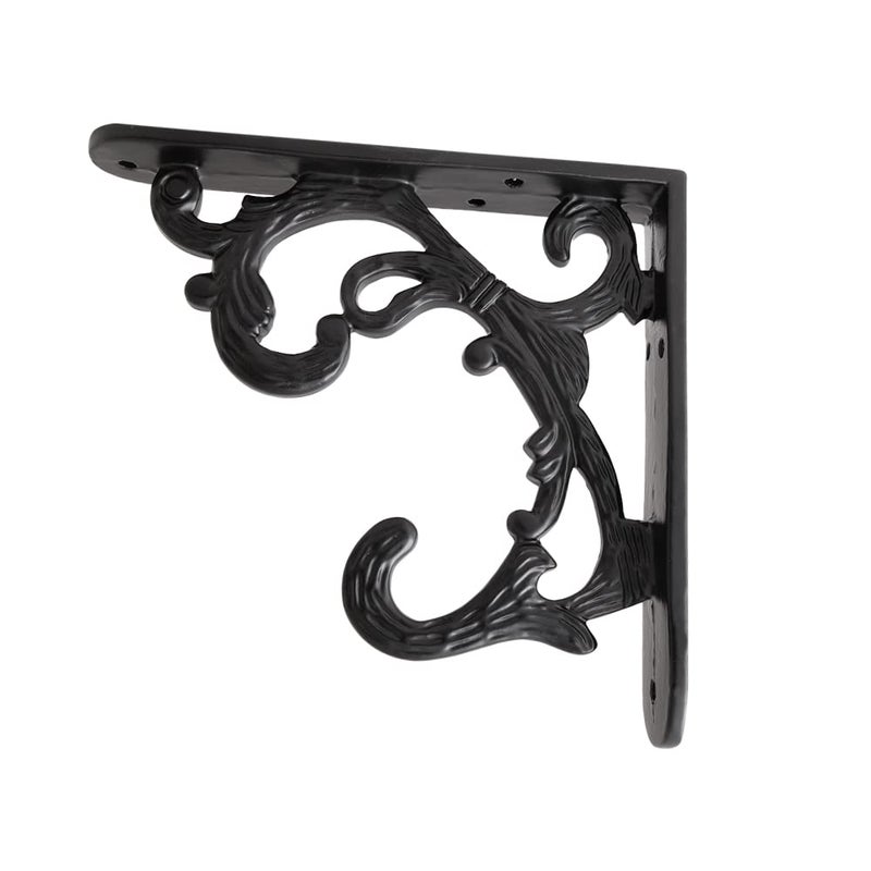 GHAR DWAR Metal Handcrafted Shelf Bracket for Floating Shelves L Angle Decorative L Shaped Corner Brace Joint Heavy Duty Wall Mounted Shelf Supporter Corner Brace Holder Pack of 4 Black - Image 4