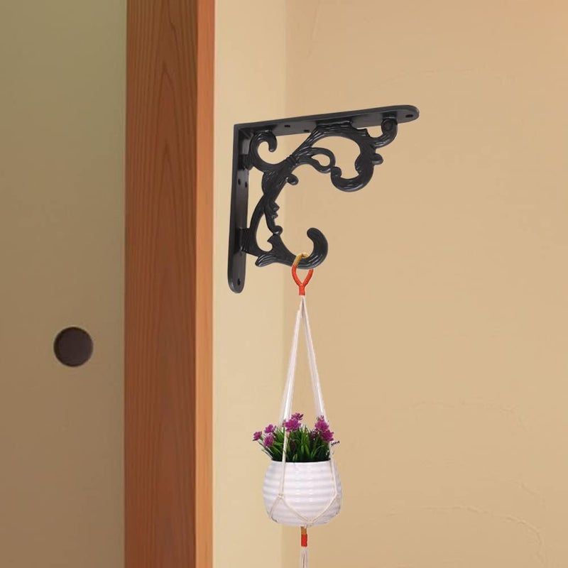 GHAR DWAR Metal Handcrafted Shelf Bracket for Floating Shelves L Angle Decorative L Shaped Corner Brace Joint Heavy Duty Wall Mounted Shelf Supporter Corner Brace Holder Pack of 4 Black - Image 2