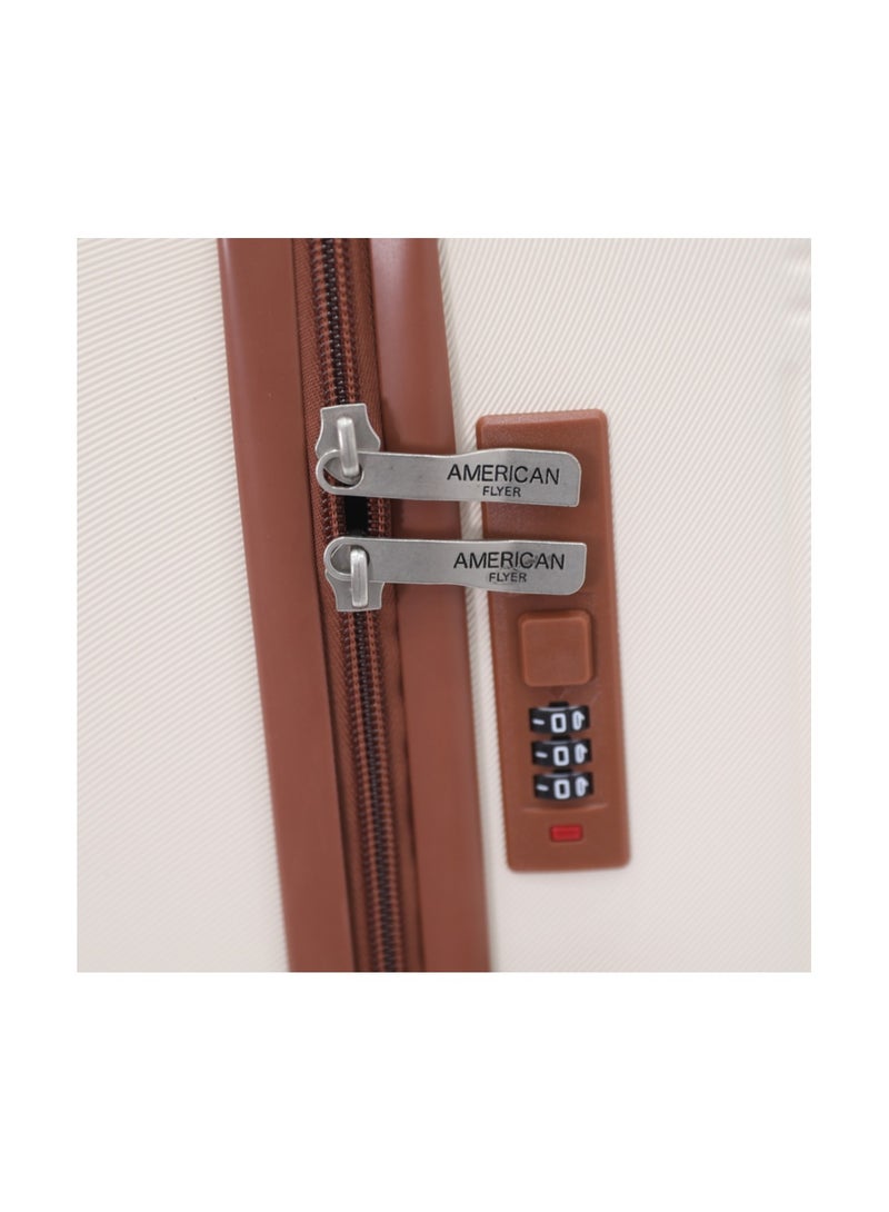 AMERICAN FLYER Hardshell Luggage Spinner Trolley Bag 3 Pieces Set,Beige (S-20",M-24",L-28") - Image 5