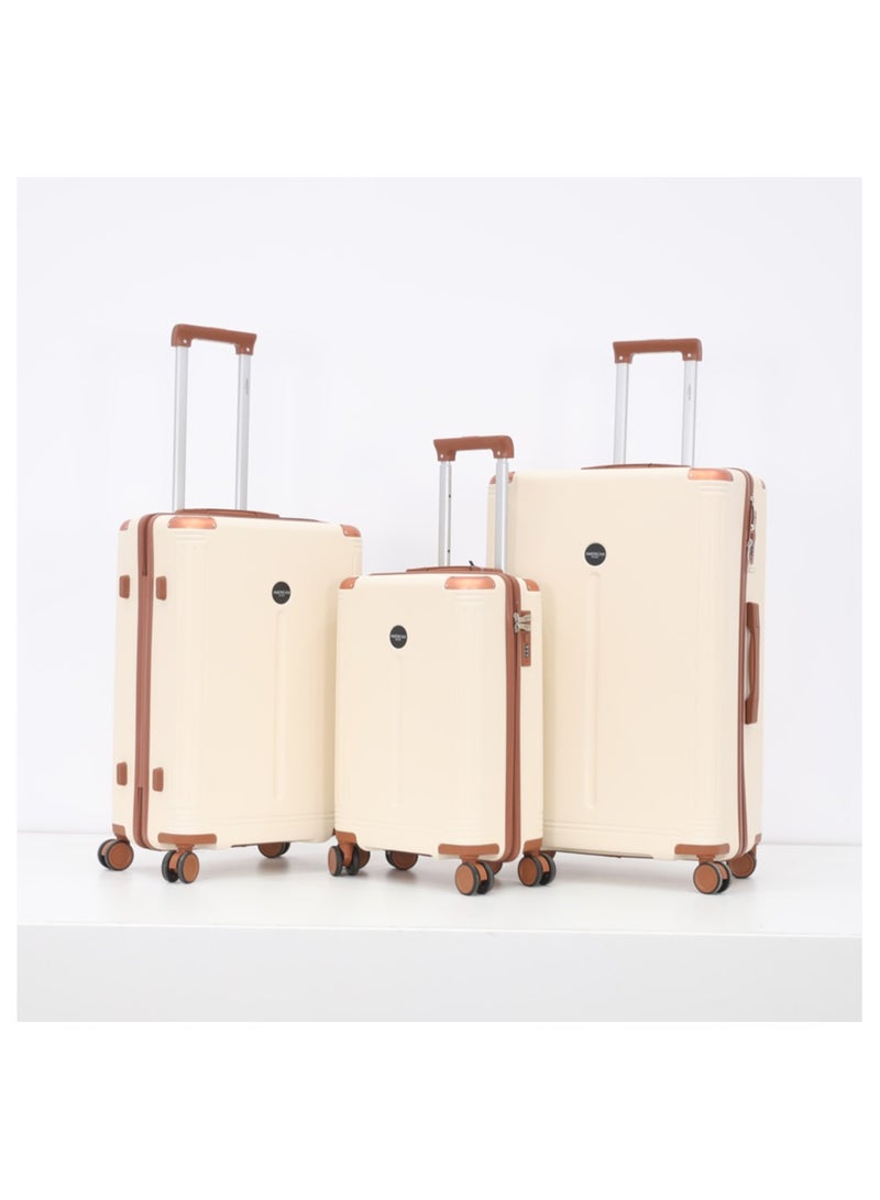 AMERICAN FLYER Hardshell Luggage Spinner Trolley Bag 3 Pieces Set,Beige (S-20",M-24",L-28") - Image 1
