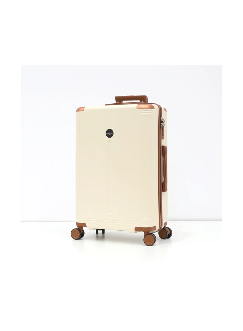 AMERICAN FLYER Hardshell Luggage Spinner Trolley Bag 3 Pieces Set,Beige (S-20",M-24",L-28")
