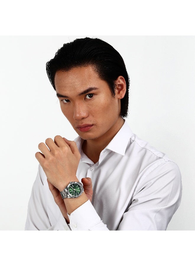 Chronostar Men's Green Round Analog Dial with Silver Stainless Steel Band Watch - 41mm - R3753312010 - Image 5