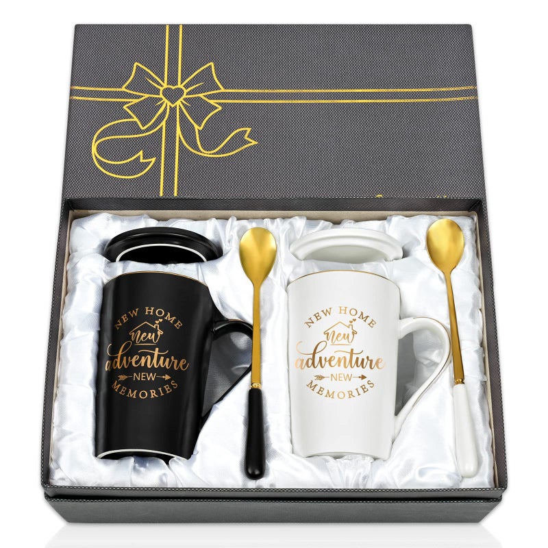 Maustic House Warming Gifts New Home First Home Gifts Housewarming Gift Gift Ideas for Women Guys Couple New Adventure Coffee Mugs Set 14 Oz