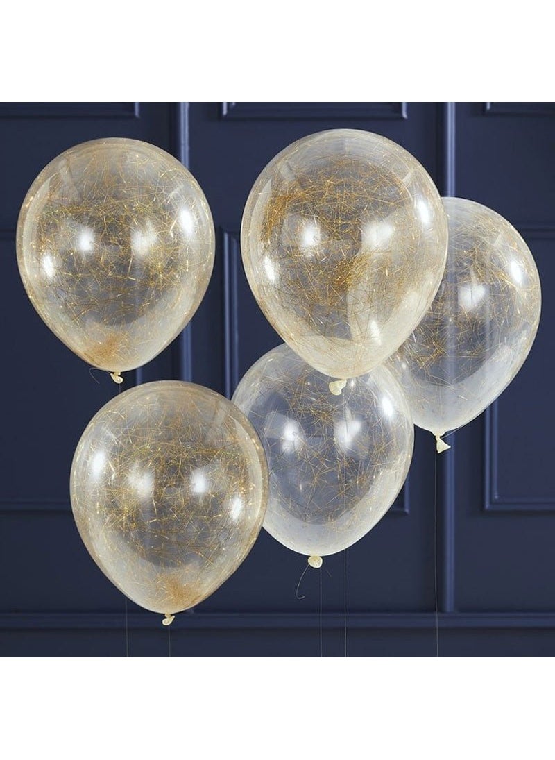 جينجر راي بالونات ذهبية من خيوط الكونفيتي، 30 سم، عبوة من 5 قطع - Image 2