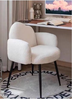 Kutis 1-Piece Metal Sofa Chair Makeup Chair for Bedroom Living Room White/Black Polyester/Metal 62x45x80 cm  - Image 2