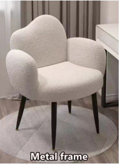 Kutis 1-Piece Metal Sofa Chair Makeup Chair for Bedroom Living Room White/Black Polyester/Metal 62x45x80 cm  - Image 3