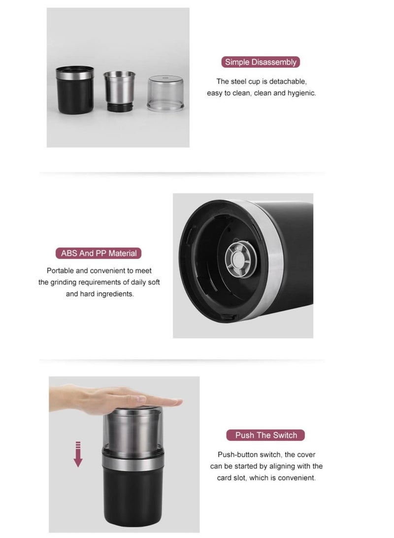 Electric Coffee Grinder, Pulverizer Machine High-Speed Herb Grinder Coffee Beans Grinder Kitchen Grinder Tool Espresso Bean Grinder Coffee Pulverizer for Camping/Drip/Espresso/Pour Over French Press  - Image 5