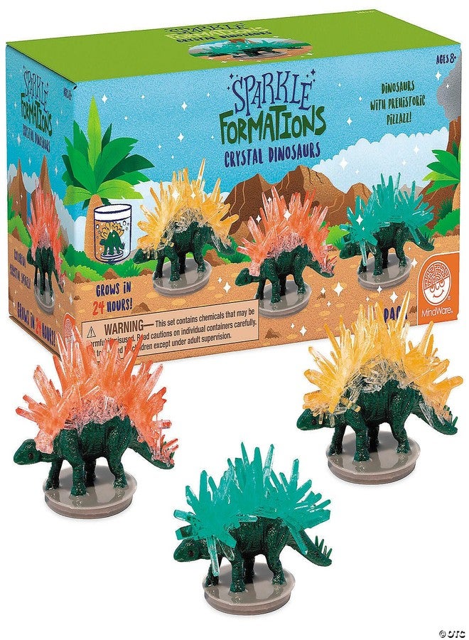 مايندوير مجموعة MindWare Sparkle Formations لتنمية ديناصورات الكريستال - اصنع بنفسك ديناصورات مغطاة بالكريستال المتلألئ، تجربة عملية في مجالات العلوم والتكنولوجيا والهندسة والرياضيات للأطفال من عمر 8 سنوات فما فوق - Image 1