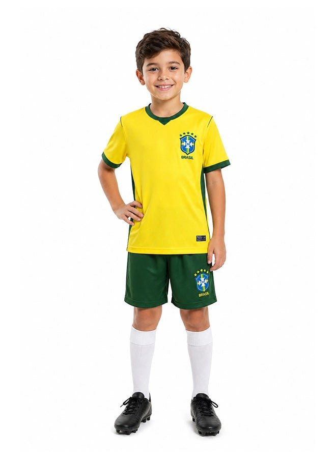 Toyland Kids Brazil  2026 World Cup Home Jersey Kit – Football Shirt & Shorts Set for Kids-Size 26 (8-9 Year) - Image 2
