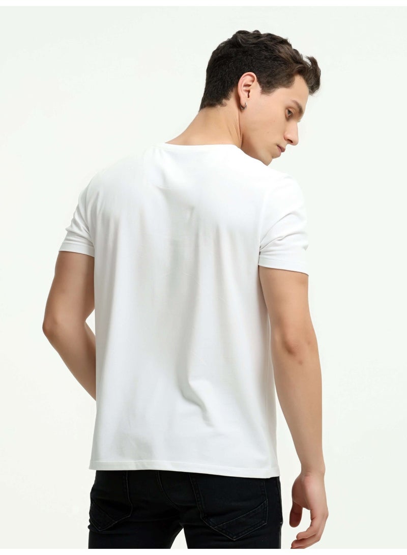 Code Yellow Pack of 2 Premium Cotton Round Neck T-Shirt 180 GSM Bio-Washed White Half Sleeve - Image 4