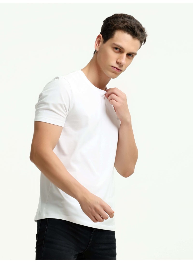 Code Yellow Pack of 2 Premium Cotton Round Neck T-Shirt 180 GSM Bio-Washed White Half Sleeve - Image 3