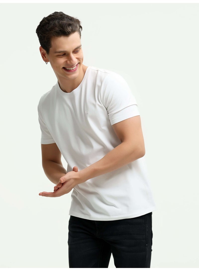 Code Yellow Pack of 2 Premium Cotton Round Neck T-Shirt 180 GSM Bio-Washed White Half Sleeve - Image 2