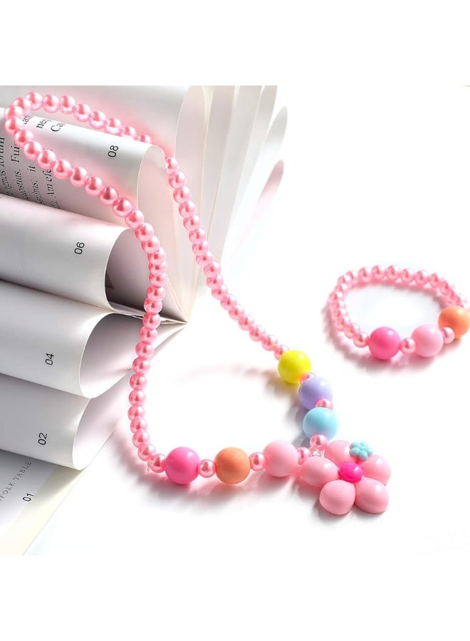 Hifot Kids Jewelry Little Girls Plush Handbag Necklace Bracelet Ring Hair Clips Set Jewelry Party Favors Gift for Dress up Pretend Play - Image 2