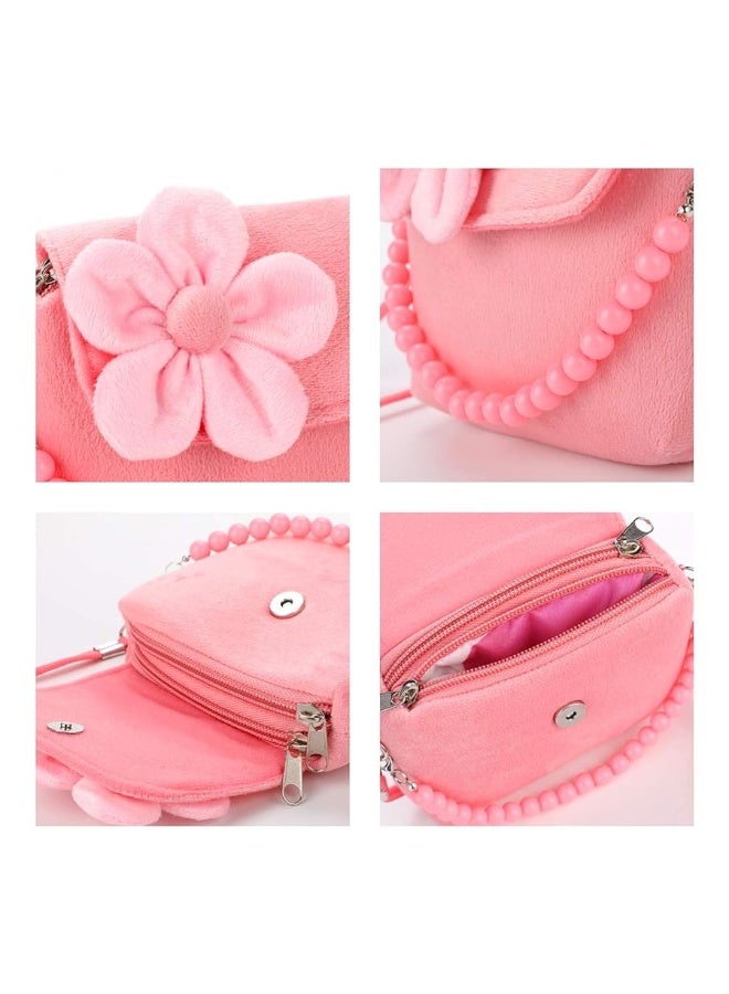 Hifot Kids Jewelry Little Girls Plush Handbag Necklace Bracelet Ring Hair Clips Set Jewelry Party Favors Gift for Dress up Pretend Play - Image 4