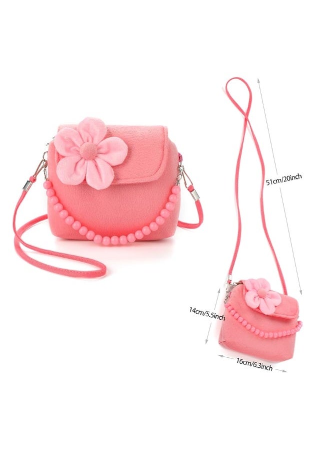 Hifot Kids Jewelry Little Girls Plush Handbag Necklace Bracelet Ring Hair Clips Set Jewelry Party Favors Gift for Dress up Pretend Play - Image 3