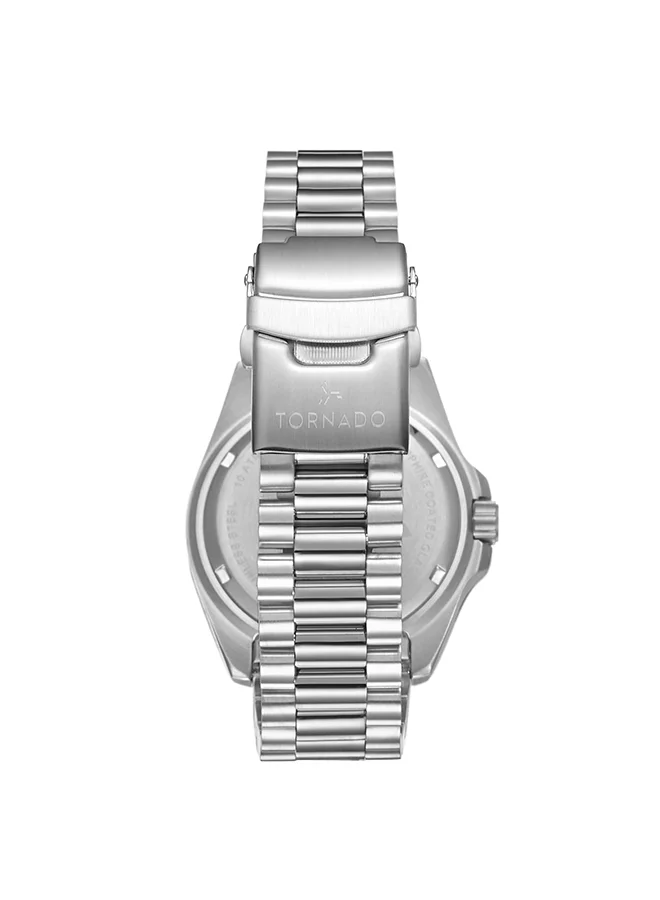 TORNADO Men's Analog Display Watch With Silver Stainless Steel Strap - T22001-SBSB