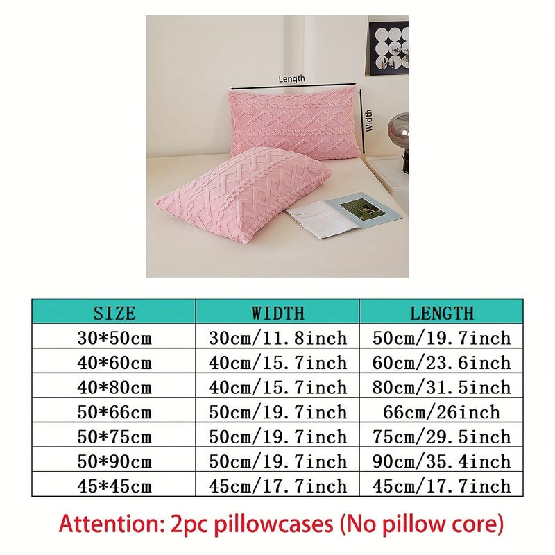 2 Pcs Set Reversible Diamond Pattern Flannel Pillowcases Off White 11.81x19.69 Inches Warm Breathable Material For Bedroom Guest Room Dormitory Spring Autumn Winter Machine Washable - Image 3
