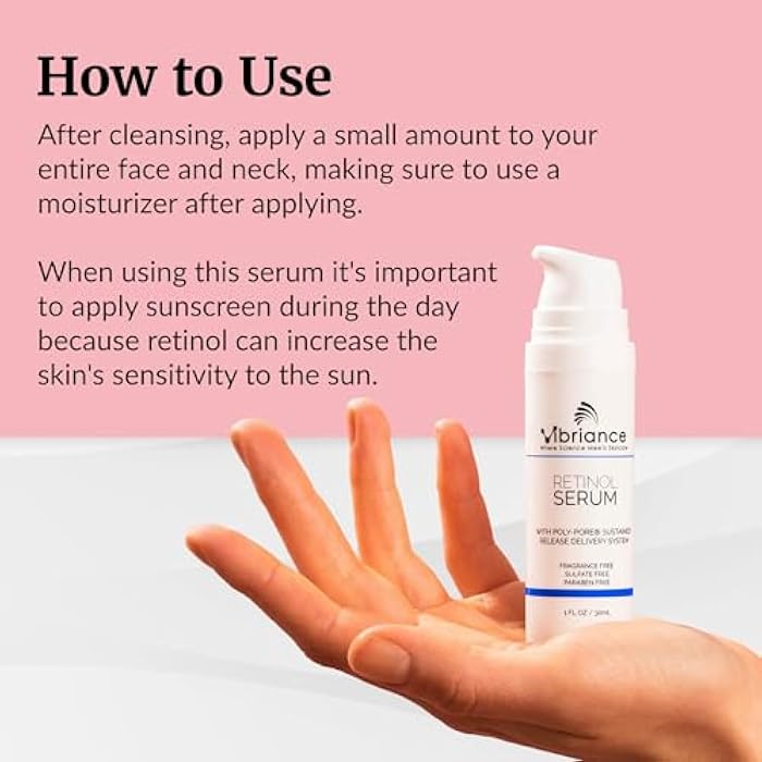 Vibriance Retinol Serum for Face - Reduces Appearance of Deep Wrinkles and Large Pores, Enhances Tone, Improves Complexion - Sensitive, Mature Skin Night Cream - 1 fl oz - Image 3