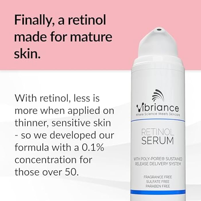 Vibriance Retinol Serum for Face - Reduces Appearance of Deep Wrinkles and Large Pores, Enhances Tone, Improves Complexion - Sensitive, Mature Skin Night Cream - 1 fl oz - Image 2