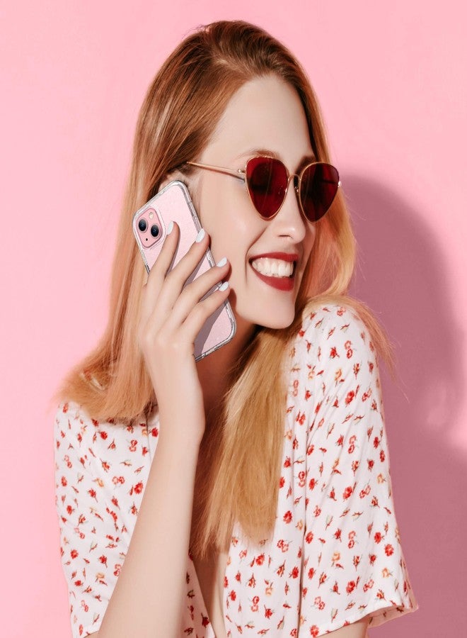 ULAK Compatible with iPhone 15 Case Glitter, Heavy Duty Dual Layer Shockproof Protection Women Bling Sparkle Protective Phone Cover for iPhone 15 6.1 inch, Clear Glitter - Image 4