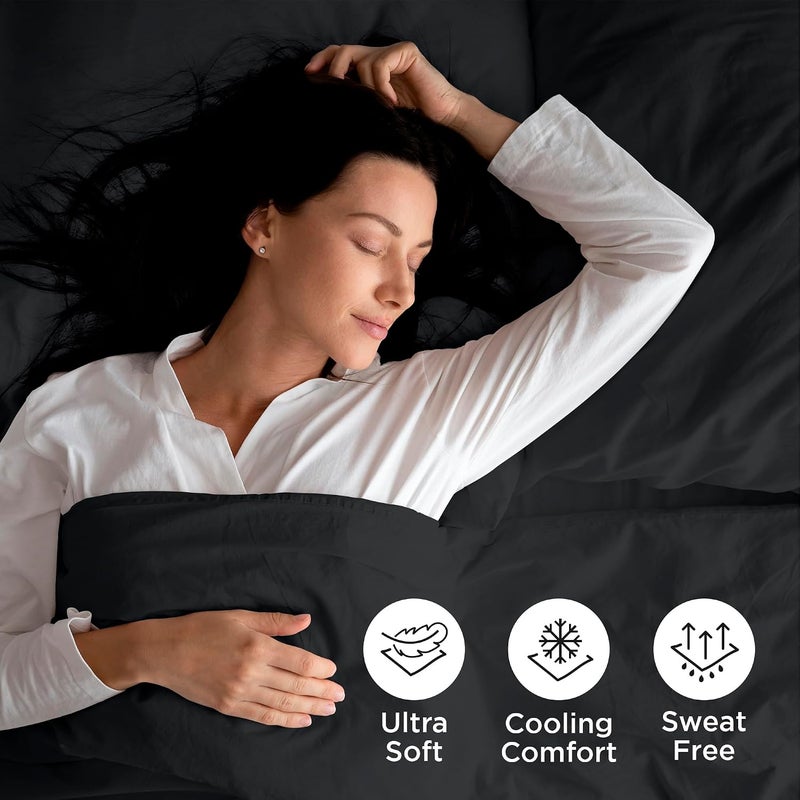 ROYALE LINENS طقم شراشف كاملة 4 قطع من رويال لينينز - فراش مايكروفايبر ناعم 1800 - 1 شرشف مجهز و1 شرشف مسطح، 2 كيس وسادة - مقاوم للتجعد والبهتان - طقم شراشف فندقية فاخرة (أسود، كامل) - Image 4