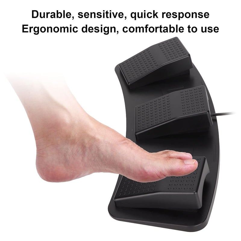 USB Triple Foot Switch Pedal, Multifunctional Ergonomic Foot Pedal with 3 Programmable Keys, Wired USB Foot Switch for Gaming, Transcription, Factory Testing and Media Control (FS23_P (Photoelectric - Image 4