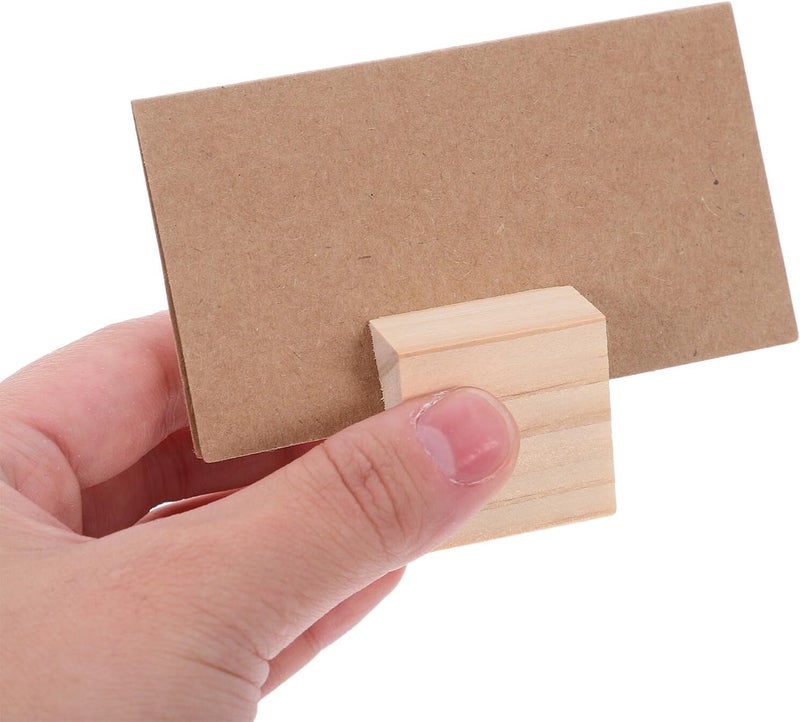 Wooden Photo Holders Rustic Table Card Stands with Kraft Tent Cards Square Wooden Memo 20pcs Set for Weddings Banquets and Parties - Image 4